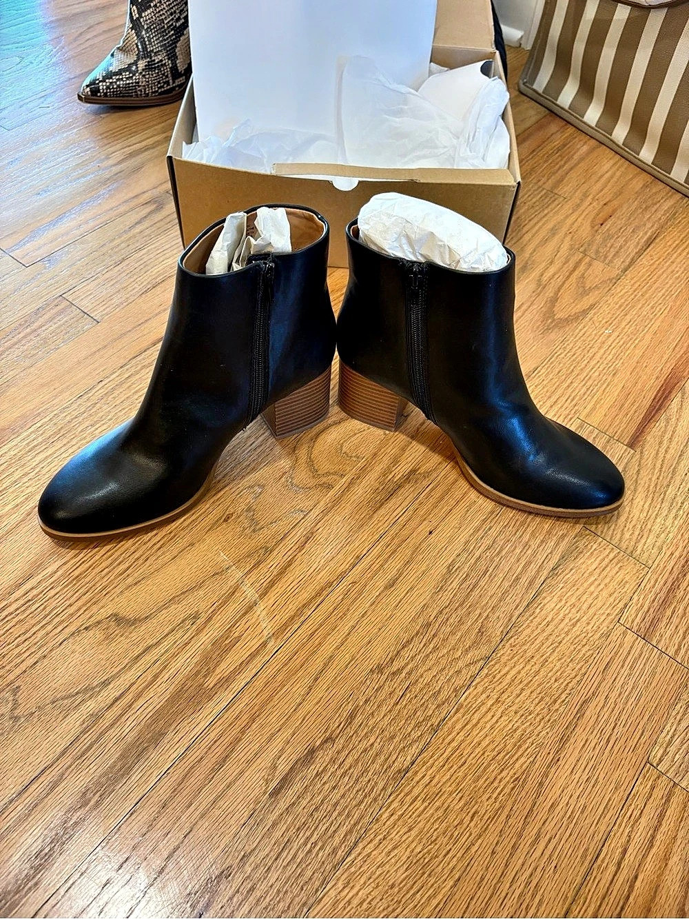 J.CREW Block Heel Ankle Boot Black - NWT
